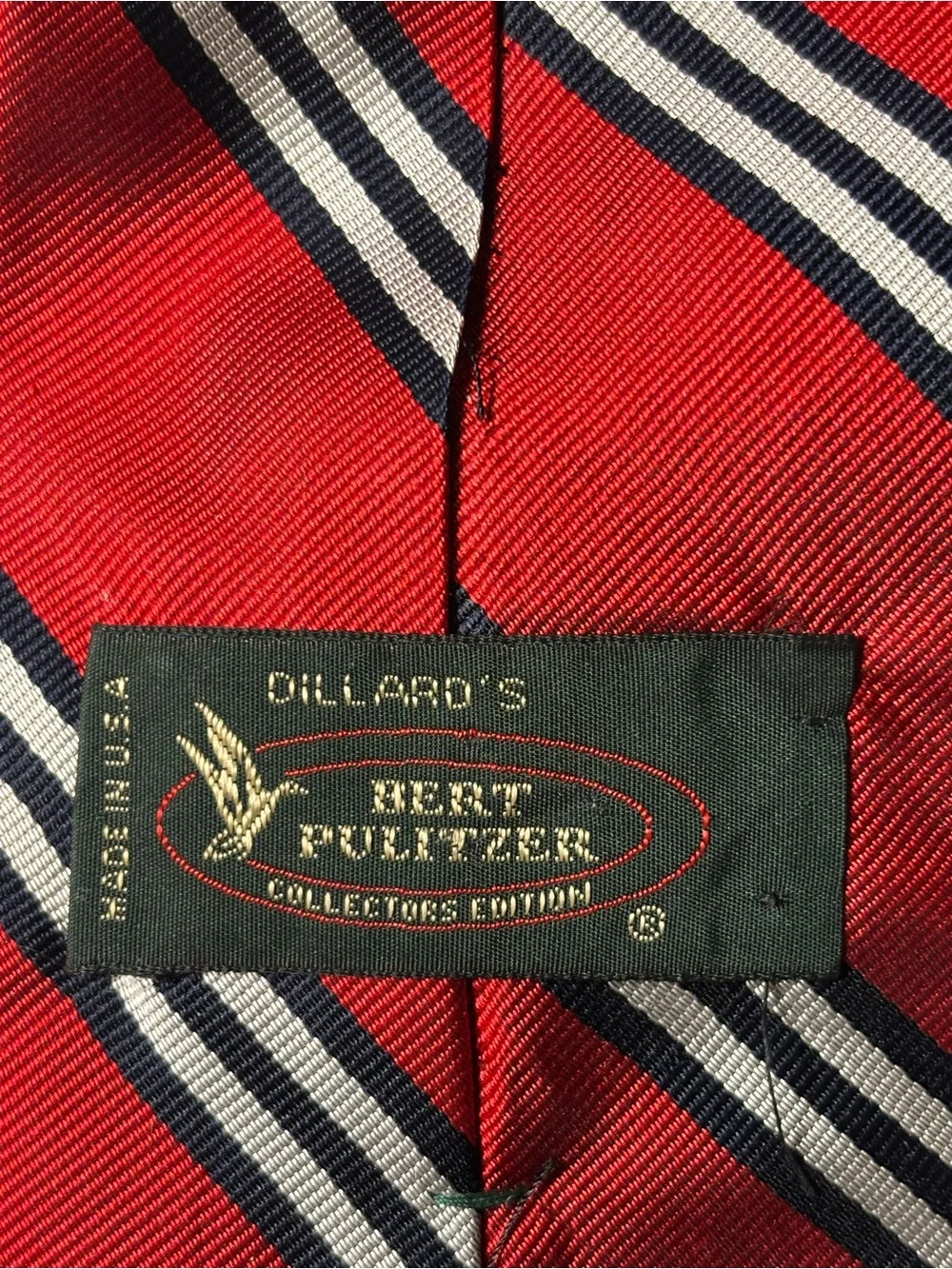 VTG Bert Pulitzer Repp Silk Striped Gray/Navy/Red Men’s Tie Preppy Ivy USA Made